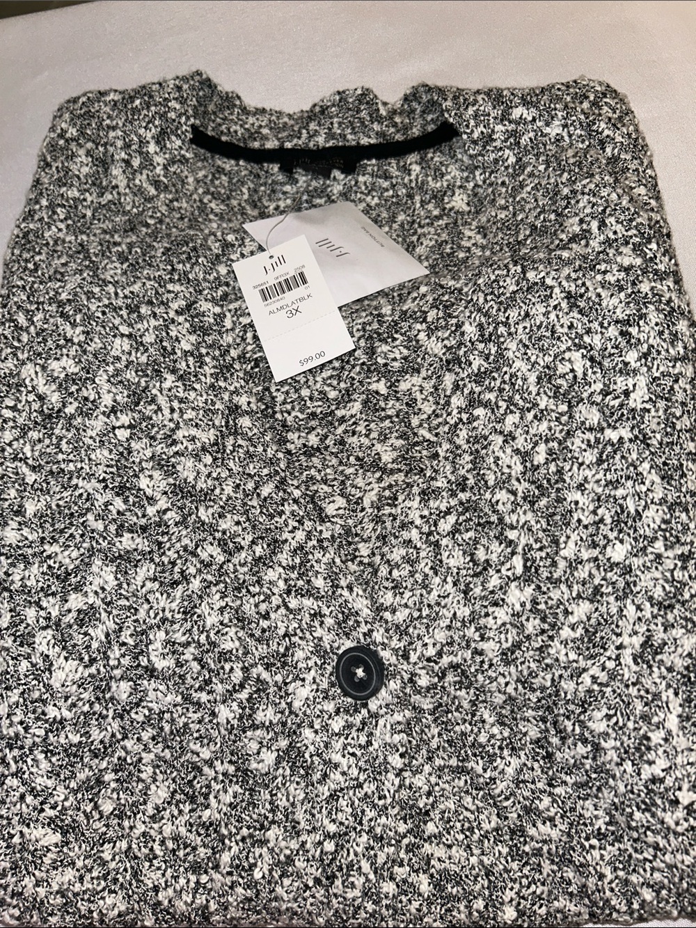 J. Jill Wearable Black & White Marled Knit Cardigan Sweater Single-Button sz 3X